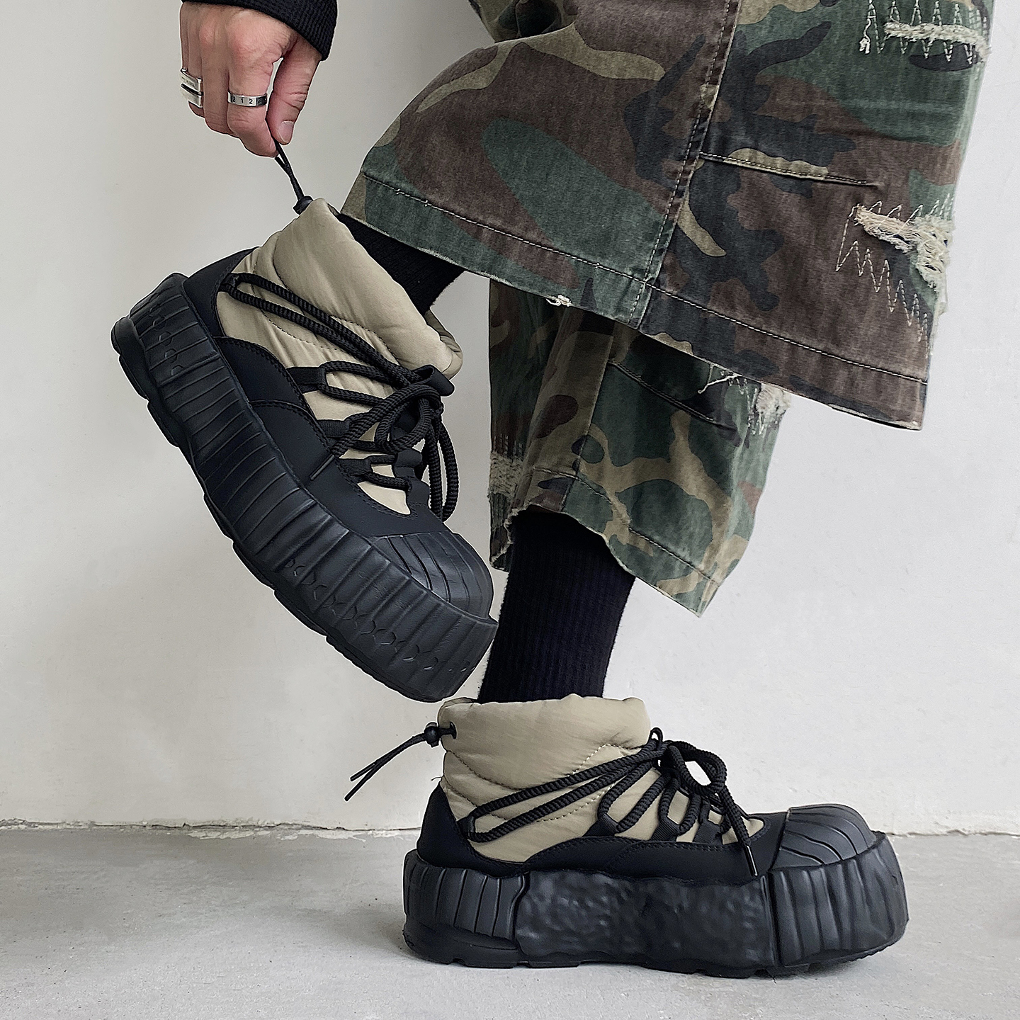 2025新款冬季小众厚底雪地靴男鞋