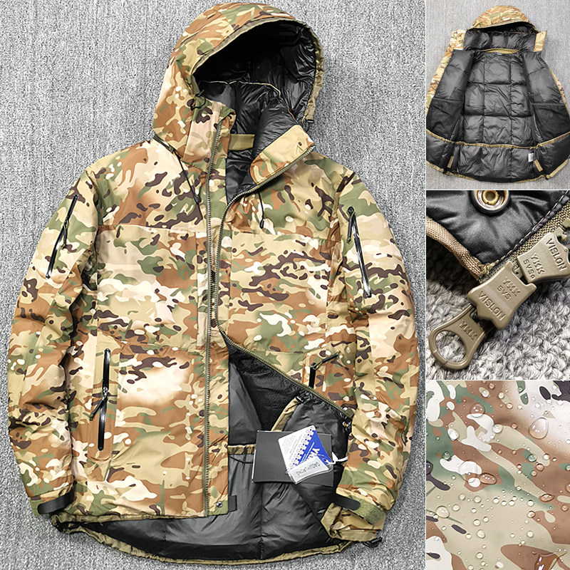 军茑户外 90绒加厚防水全压胶 冬季男士战地御寒迷彩羽绒服外套潮