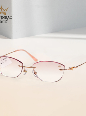 万金宝高端私人定制眼镜皇冠装饰无框钻石切边镶钻配近视MA50932