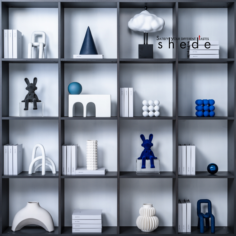 极简现代样板间书柜软装饰品摆件