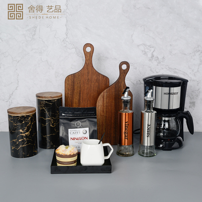 轻奢样板房厨房调料罐砧板托盘