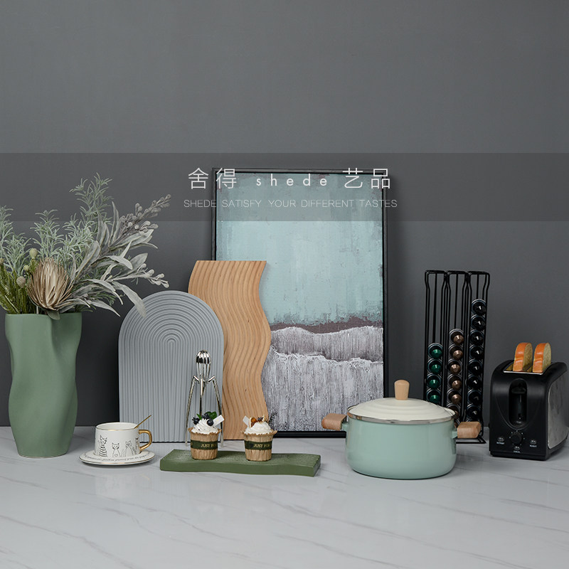 现代简约样板间厨房全屋定制展厅橱柜台面装饰品陈列道具摆件套装