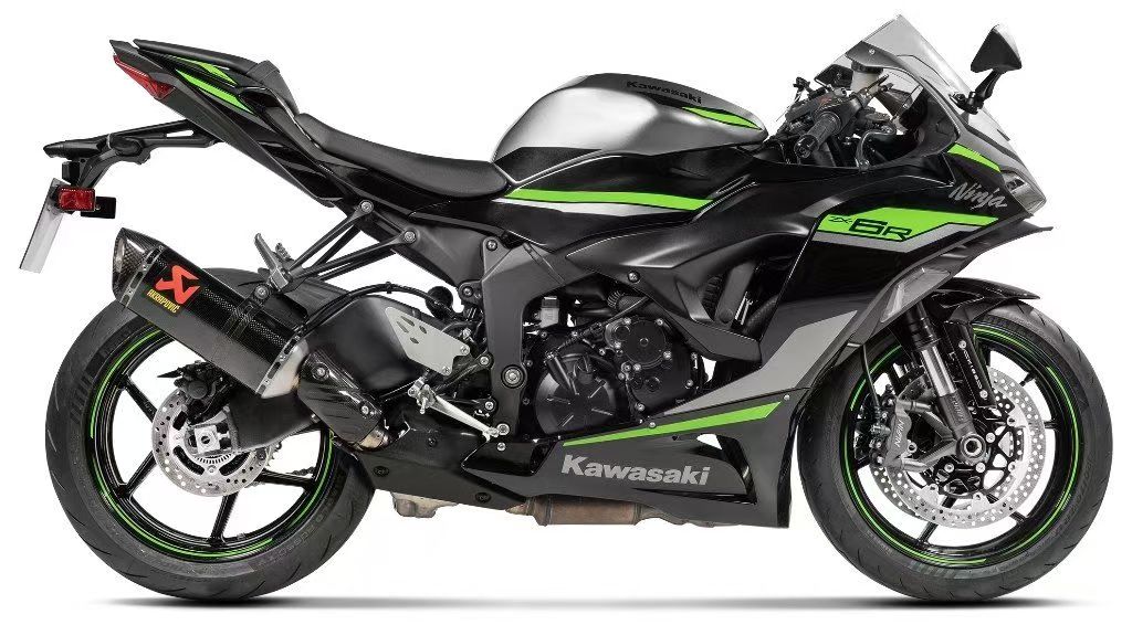 川崎zx6r改装天蝎排气，AKRAPOVIC排气尾段图片