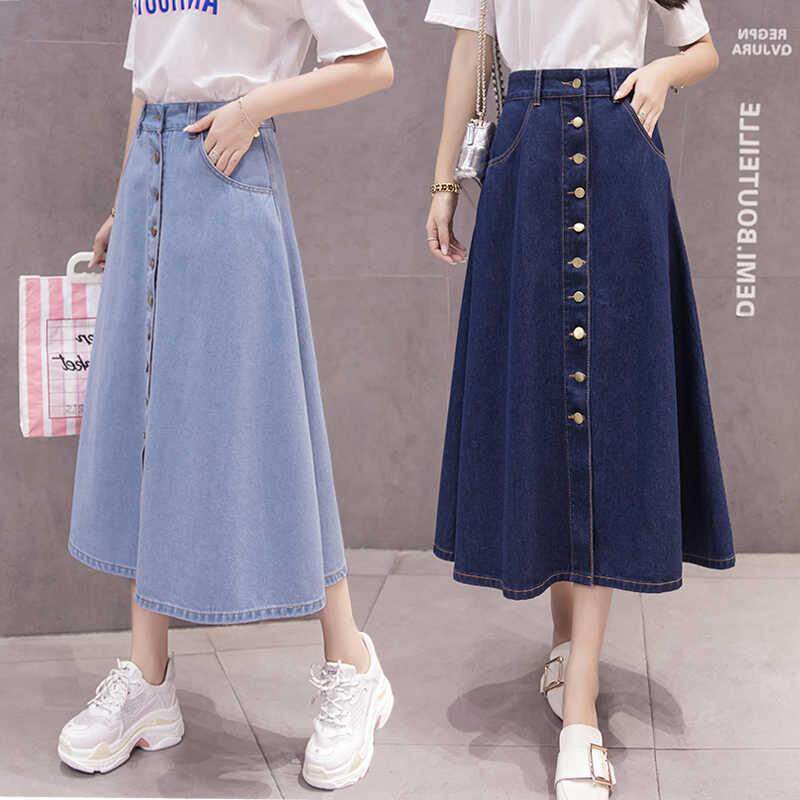 cowboy Pleated skirt 2019 Summer wear new pattern Paige Show thin skirt Mid length version Long dress a word Umbrella skirtin the Women's clothing/Boutique , Skirts  category - from Buy2taobao.com to provide professional Taobao agent buy service