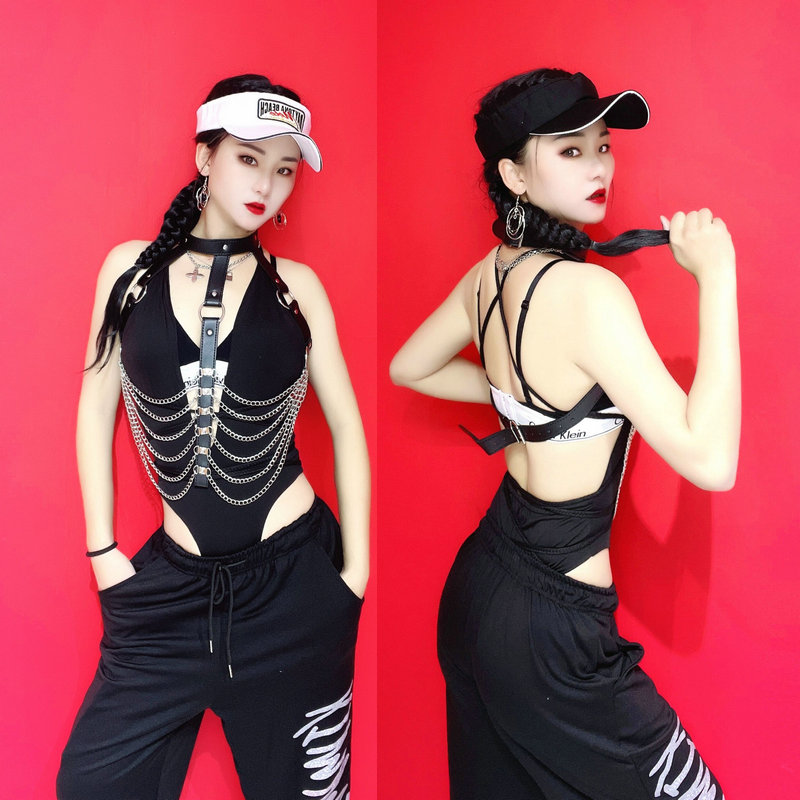 夏季新款两件套链子衣酒吧演出服