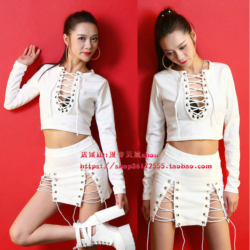 包臀超短分体女歌手演出服新品