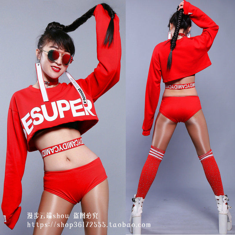 新款欧美辣妹jazz上衣跳舞服装露脐性感酒吧ds演出服gogo舞蹈套装