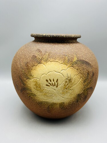 A774，日本回流 信乐烧花生花瓶，带盒子