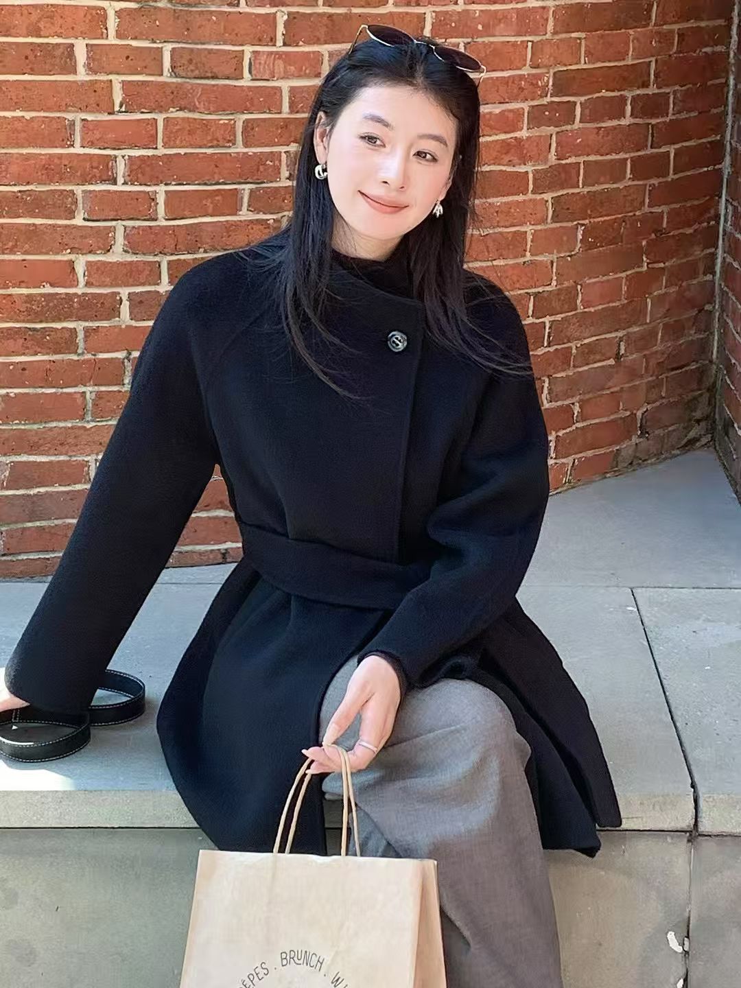 女士双面呢大衣2025新款秋冬修身小香风外套女时尚中长款羊毛外套