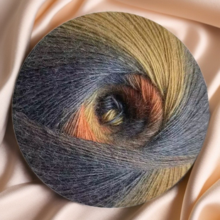 大魔球段染中细羊毛线200克彩虹魔球手编毛衣钩披肩外套专用毛线