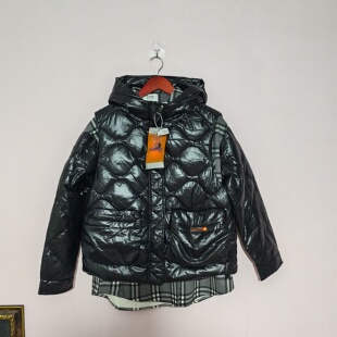 160-165码贝贝家儿童羽绒服男童加绒衬衫羽绒马甲两件套装大童装