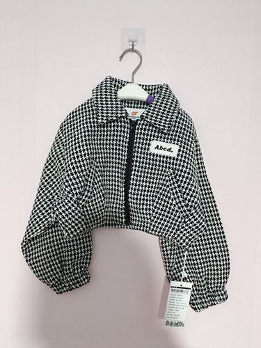 120-160码女童千鸟格外套儿童外套女童上衣儿童夹克短款外套上衣