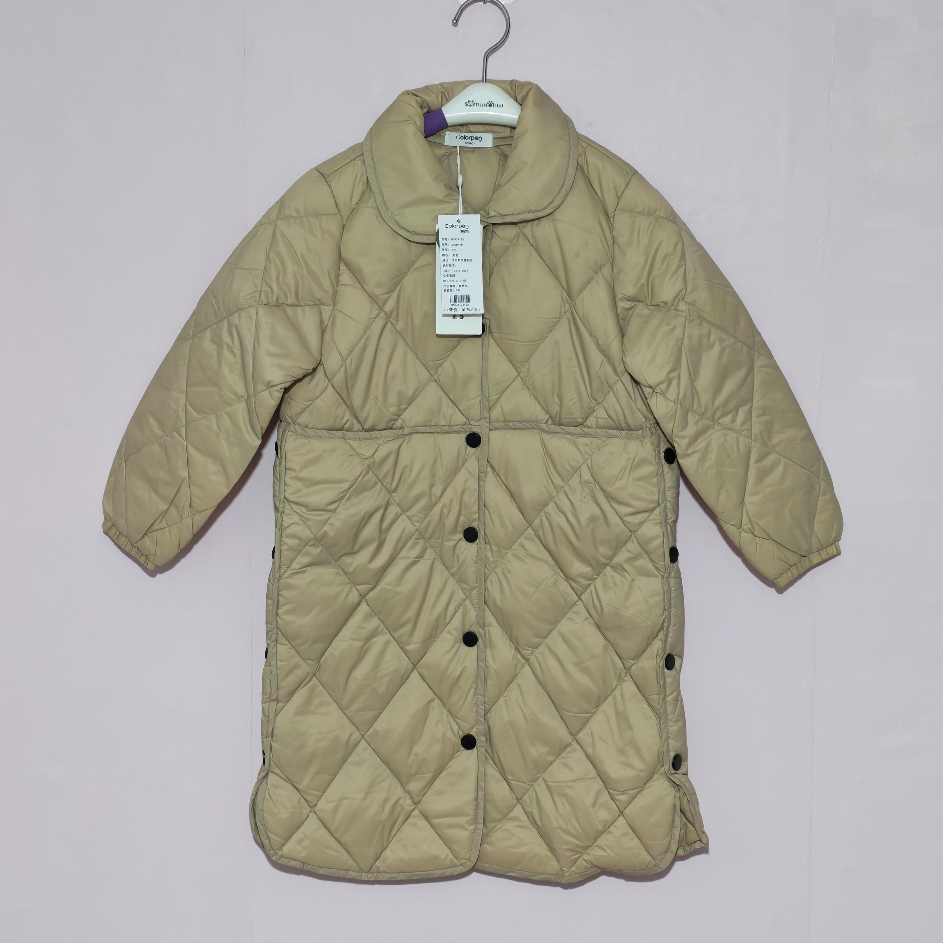 微瑕疵120码彩家女童羽绒服轻薄羽绒服长款冬春儿童羽绒服有色差