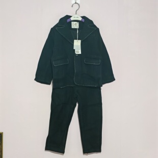 120码古力J童装男童西服马甲裤子三件套装秋冬毛呢儿童西服套