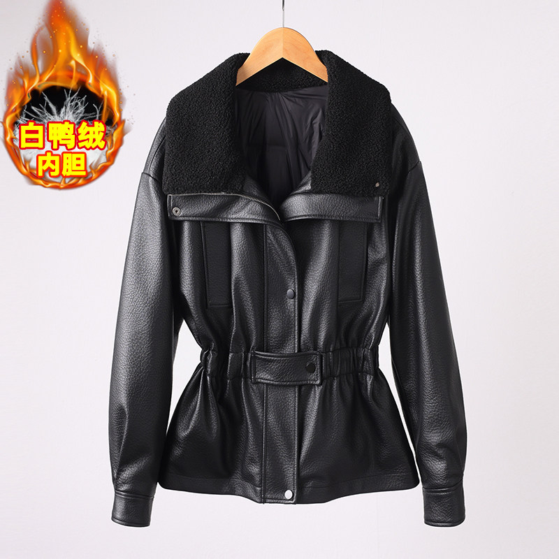 真皮羽绒服皮衣女2025新款绵羊皮拉贡毛领收腰显瘦中长款加厚外套,女装/女士精品,皮衣,淘宝优惠券,粉丝福利购,淘宝优惠卷