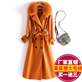 真皮皮衣外套女士中长款 2025秋冬新款 狐狸毛领绵羊皮风衣加厚大衣