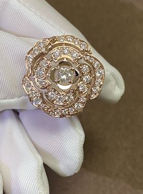 芮恩女18k金小香风山茶花戒指