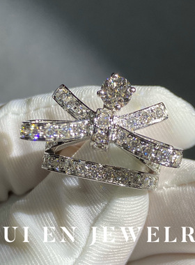 ruban女戒18k白金天然钻石