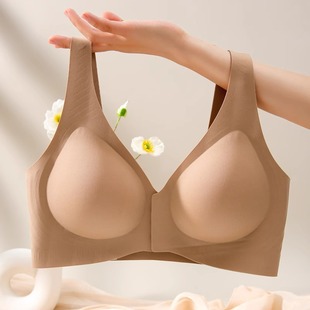 舒适大码 前开扣内衣女无痕薄款 聚拢收副乳防下垂无钢圈妈妈文胸罩