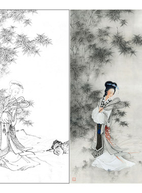 步骤图工笔画白描底稿