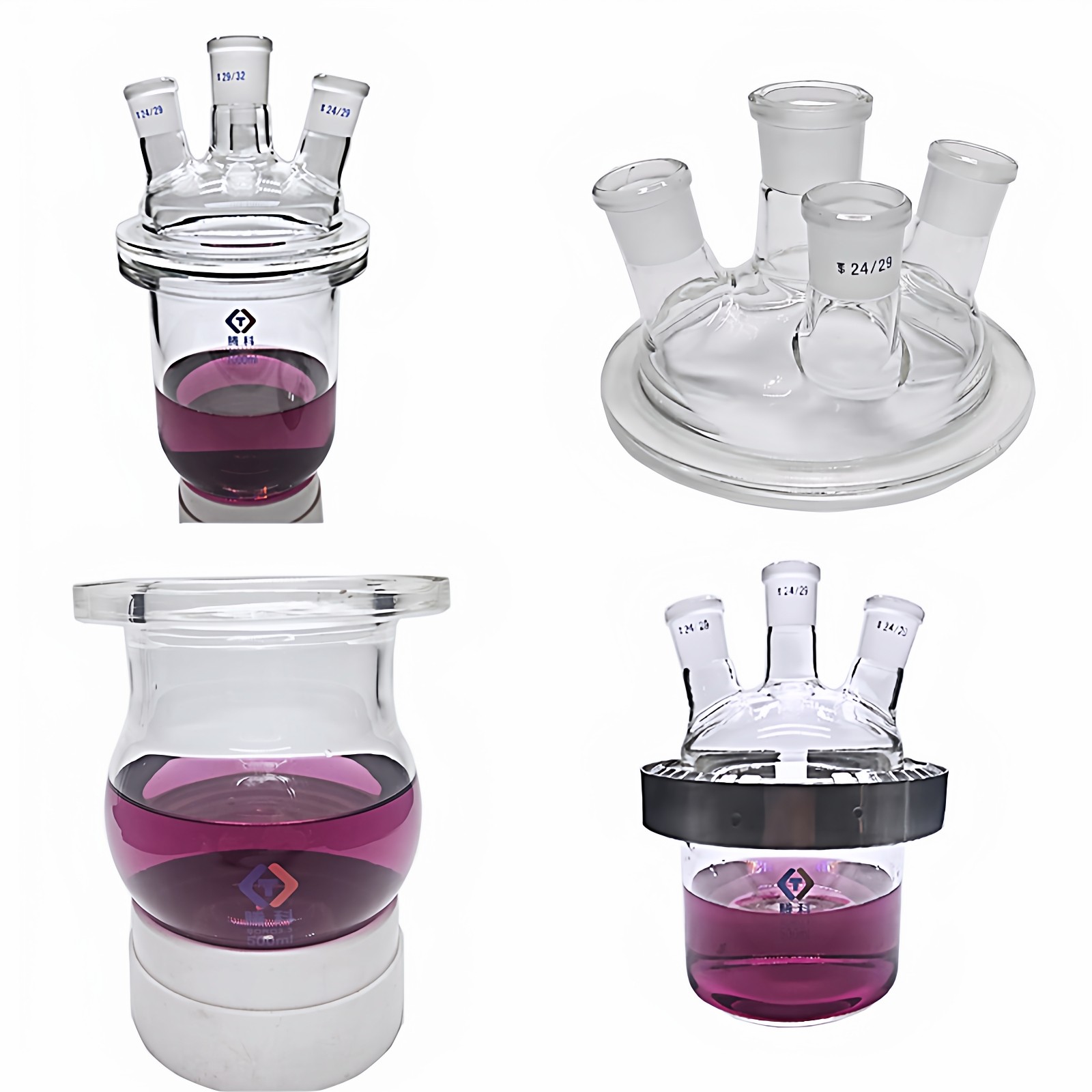 玻璃开口反应釜1000ml球形三四口烧瓶2L5L开口反应器实验室分体