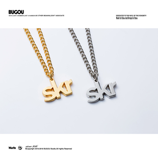 BUGOU原创品牌 镀金金属skr项链饰品 衣服配饰吊坠