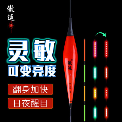 傲运可调亮LED夜光漂硬尾高灵敏咬钩变色电子漂日夜两用浮漂醒目