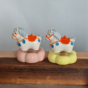 陶瓷小马2026新年礼品马上有钱转转乐陶瓷小摆件网红热卖 同款