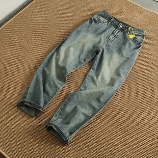 新款 做旧水洗潮流牛仔长裤 CLAN 子男士 FIT垂感直筒微阔休闲裤 春季
