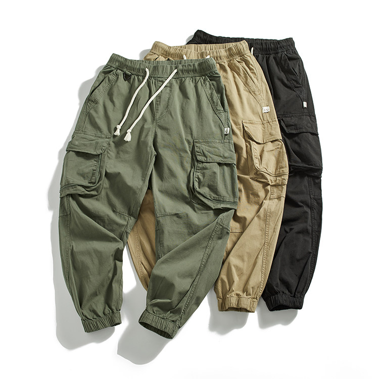 工装裤男士夏季薄款美式潮牌高街春秋直筒束脚宽松休闲弹力长裤子