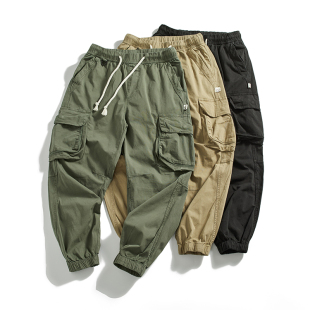 工装裤男士夏季薄款美式潮牌高街春秋直筒束脚宽松休闲弹力长裤子