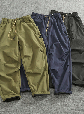 秋冬复合面料厚款休闲长裤男山系潮款宽松直筒机能户外时尚工装裤