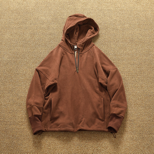 美式 潮 复古460g高克重重磅加绒毛圈布连帽卫衣男做旧厚实质感帽衫