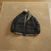 宽松百搭压风保暖立领保暖短款 假两件撞色拼接羽绒服男士 冬季 外套