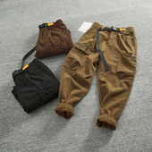 复古重磅灯芯绒工装 加绒加厚多口袋合身立裁束脚休闲裤 裤 男秋冬季