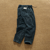 重磅纯棉灯芯绒休闲裤 裤 男秋冬季 多口袋宽松直筒日系复古伐木工装