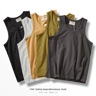 重磅230g纯棉工字背心男夏季 汗背心T恤 健身运动坎肩纯色简约无袖