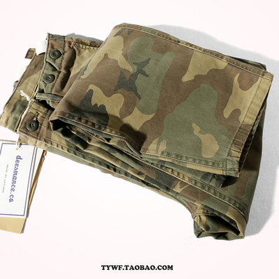 复古秋冬厚款迷彩弹力工装九分裤