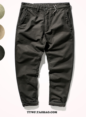 加绒休闲裤男直筒保暖裤冬季新款时尚潮款锥形五袋CHINO休闲长裤