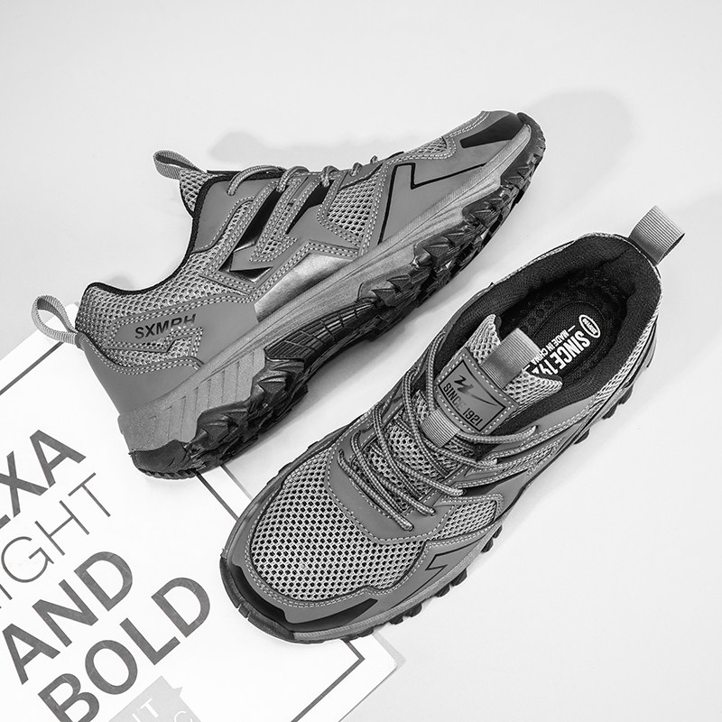 双星户外鞋男2025夏季新款徒步登山鞋舒适防滑耐磨透气休闲网面鞋
