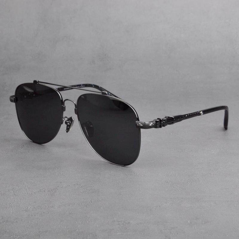 潮牌遮阳飞行员偏光太阳镜男款大脸个性复古纯钛墨镜女开车蛤蟆镜