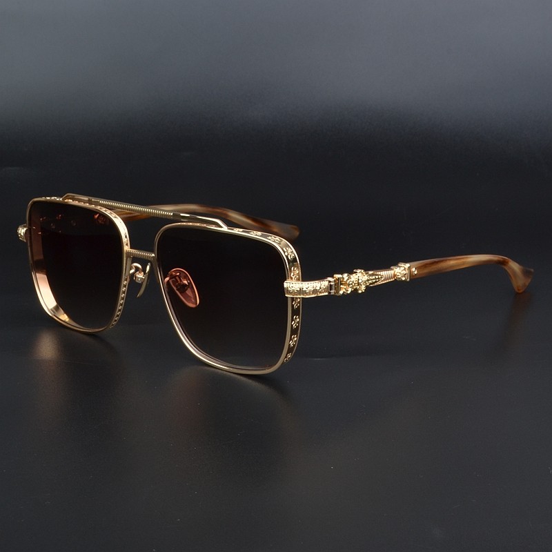 双梁飞行员百搭太阳镜男款复古个性文艺大脸纯钛墨镜女潮开车黑超