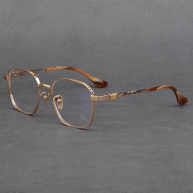 奢华雕花奢华眼镜框女士潮流大脸超轻纯钛眼镜架男款复古显瘦近视