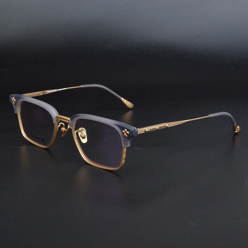 纯钛青年文艺眼镜半框男潮牌百搭大脸个性防蓝光复古眼镜架女近视