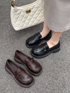 成功鸟2026春季新款厚底增高乐福鞋女潮鞋子百搭休闲鞋女鞋小皮鞋