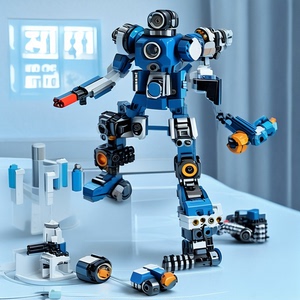 男孩子积木变形汽车工程合体机器人益智拼装玩具模型幼儿园小奖品