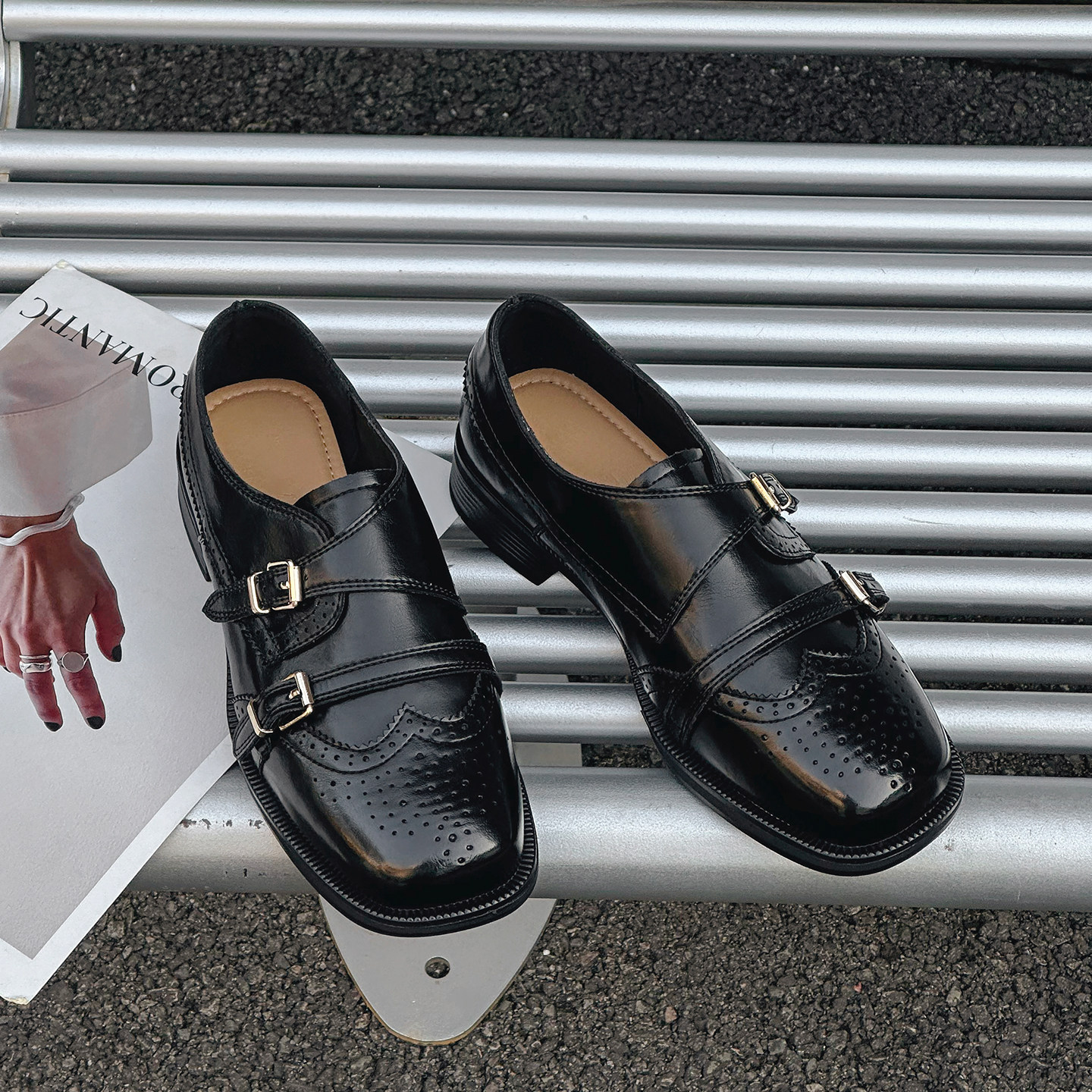 雕花布洛克德比鞋女2026新款春季时尚百搭英伦小皮鞋深口粗跟单鞋,女鞋,牛津鞋/布洛克鞋/德比鞋,淘宝优惠券,粉丝福利购,淘宝优惠卷