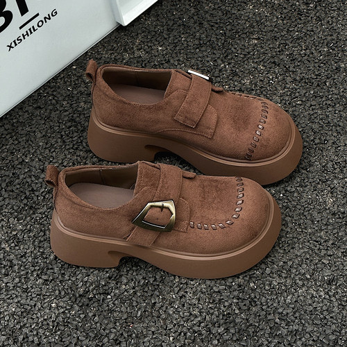 英伦风厚底乐福鞋大头全包勃肯鞋