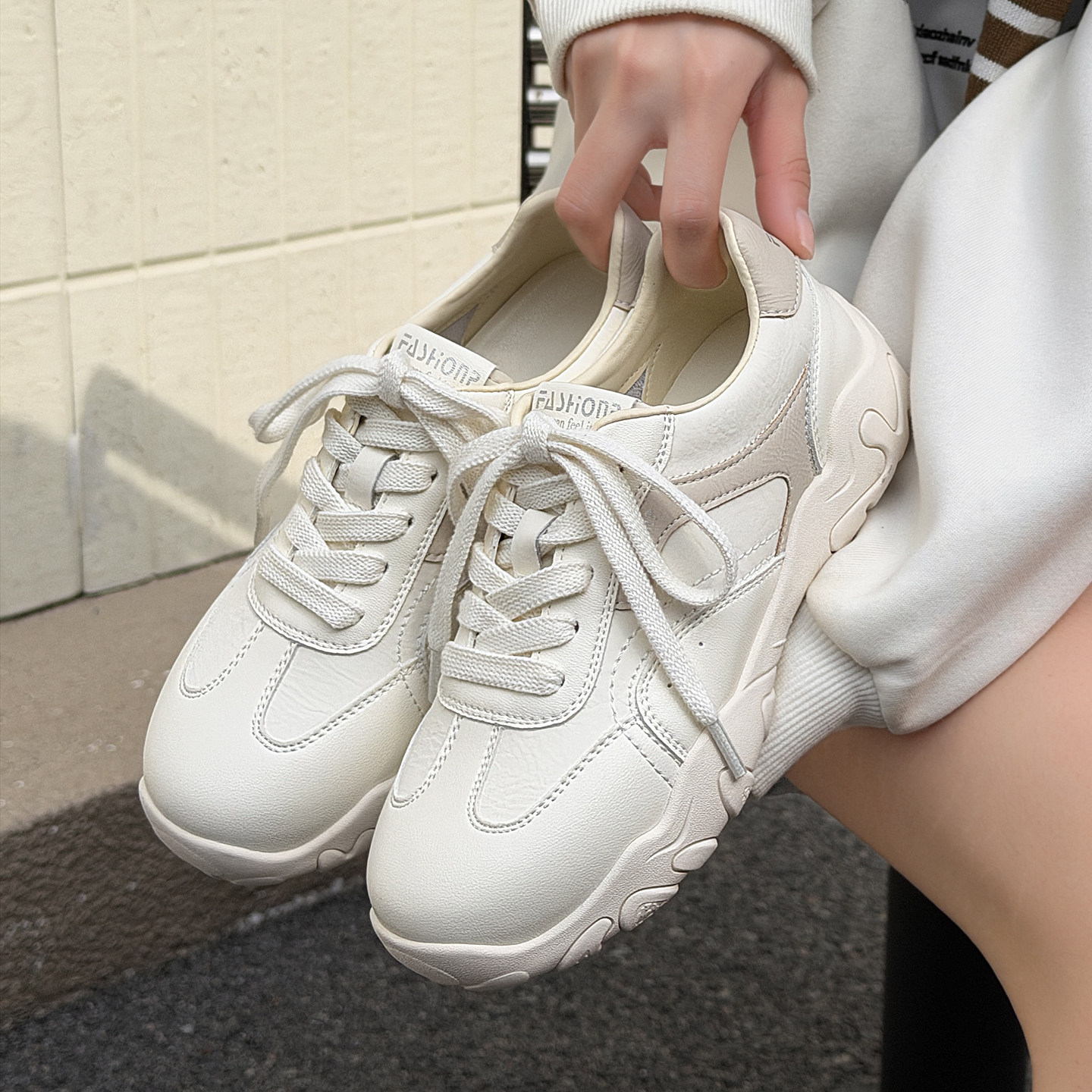 平底德训鞋女2026新款春季时尚百搭真皮小白鞋户外阿甘鞋休闲板鞋,女鞋,德训鞋,淘宝优惠券,粉丝福利购,淘宝优惠卷