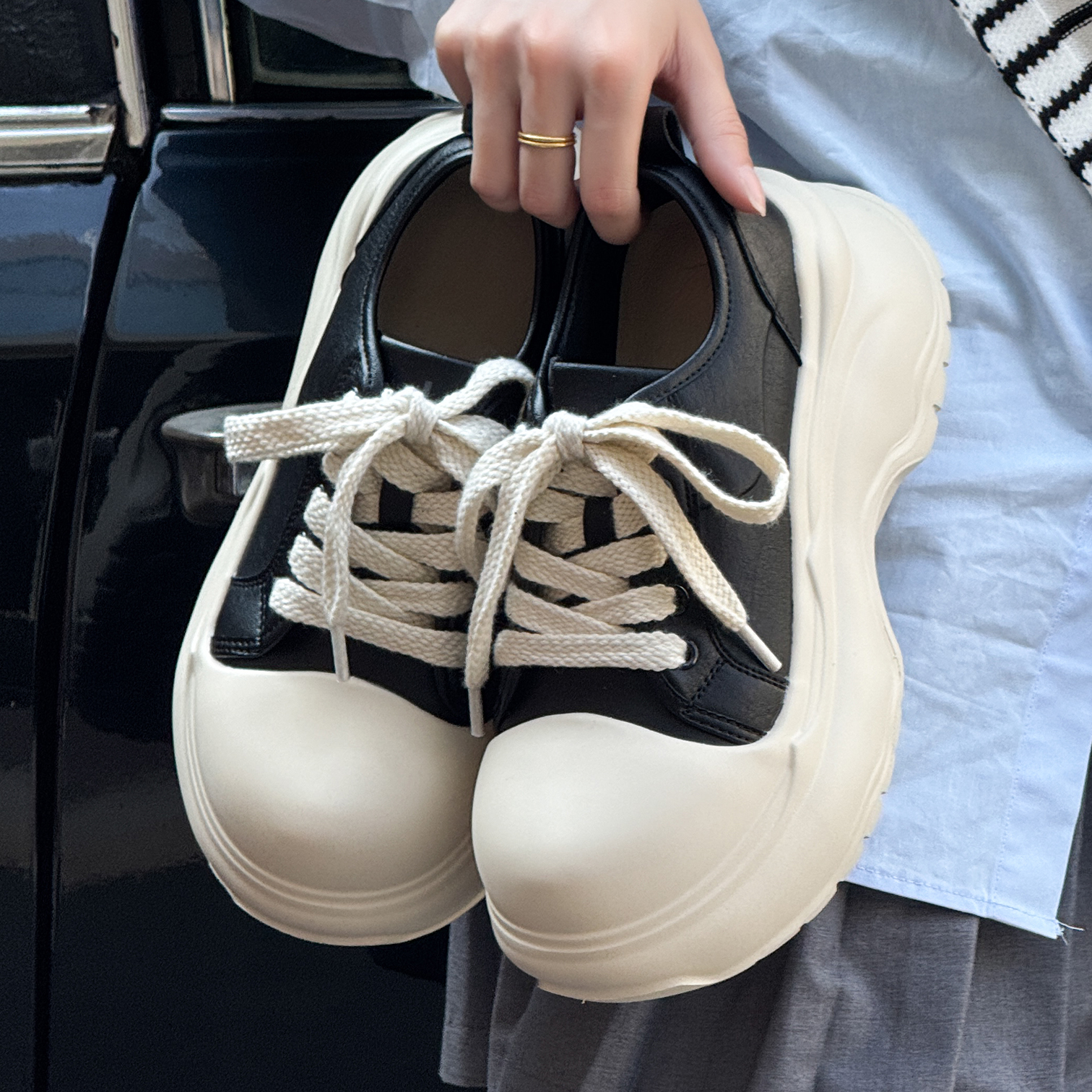 丑萌厚底大头鞋圆头可爱面包鞋